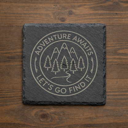 Adventure Awaits Slate Coaster Set