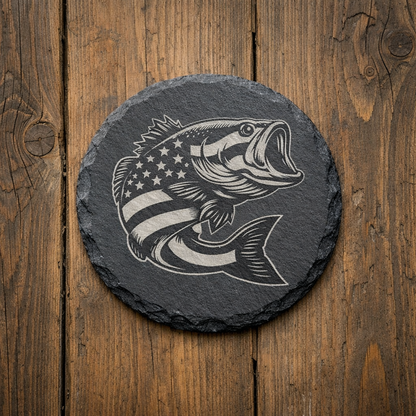 Patriotic Bass Slate Coasters Set