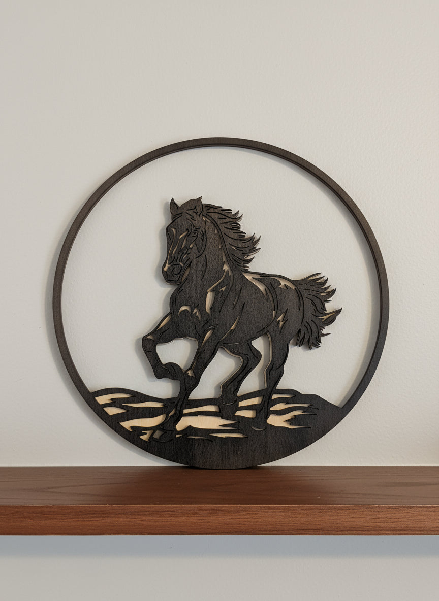 Running Horse Wooden Wall Art