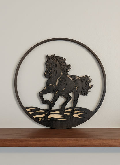 Running Horse Wooden Wall Art