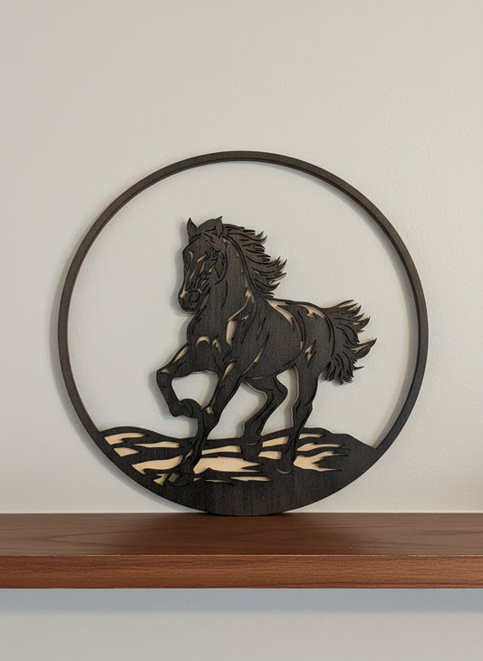 Running Horse Wooden Wall Art