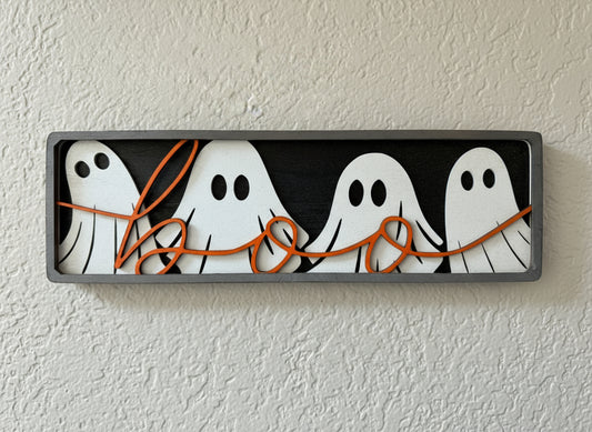 “Boo” Ghost Layered Wood Sign