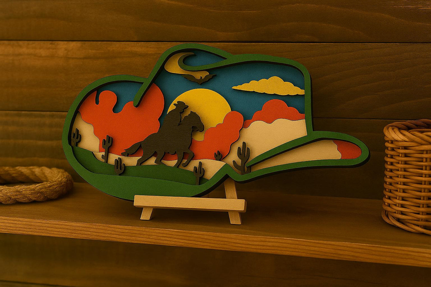 Rustic Cowboy Silhouette Wall Art