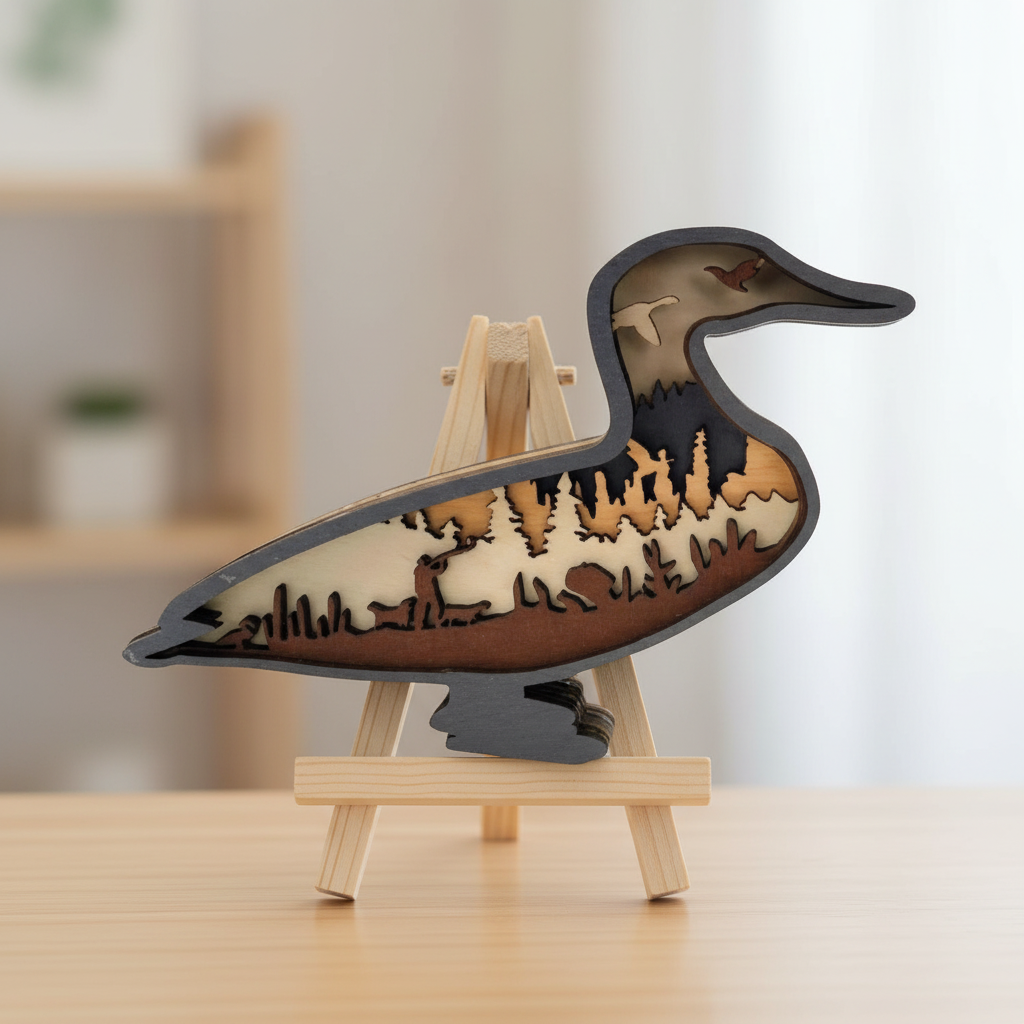 Original loon on wooden stand