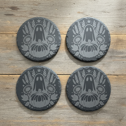 Set of 4 fall harvest coasters in grid